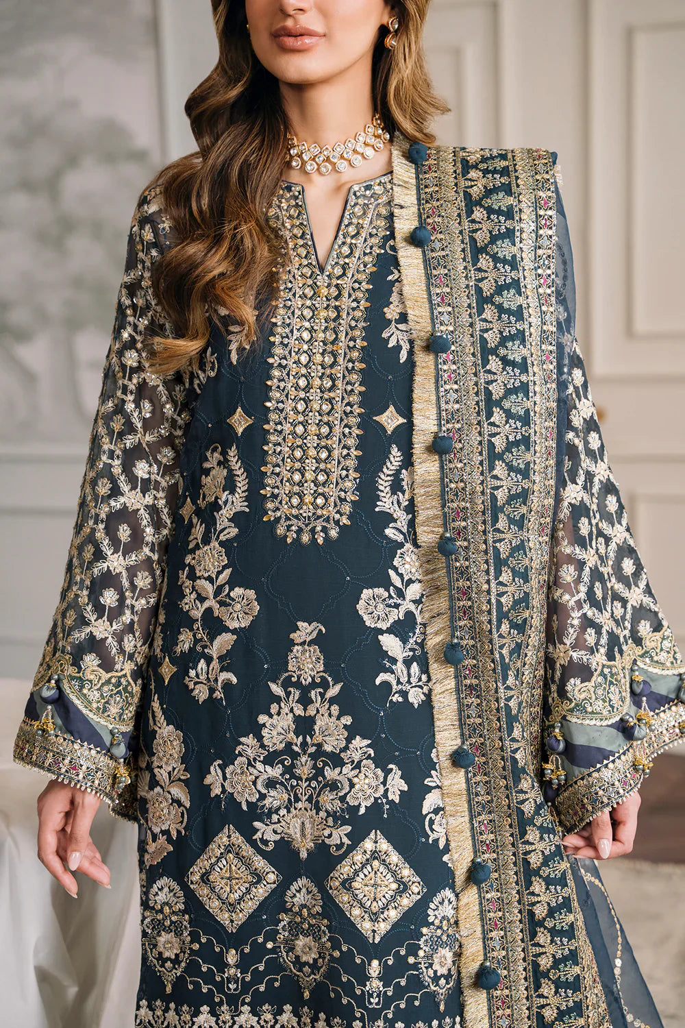 03-Piece Chiffon Suit With Heavy Embroidery - Ready To Wear