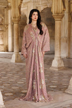 Rosewood Pink Gown with Metallic Gold Work | Ready To Wear