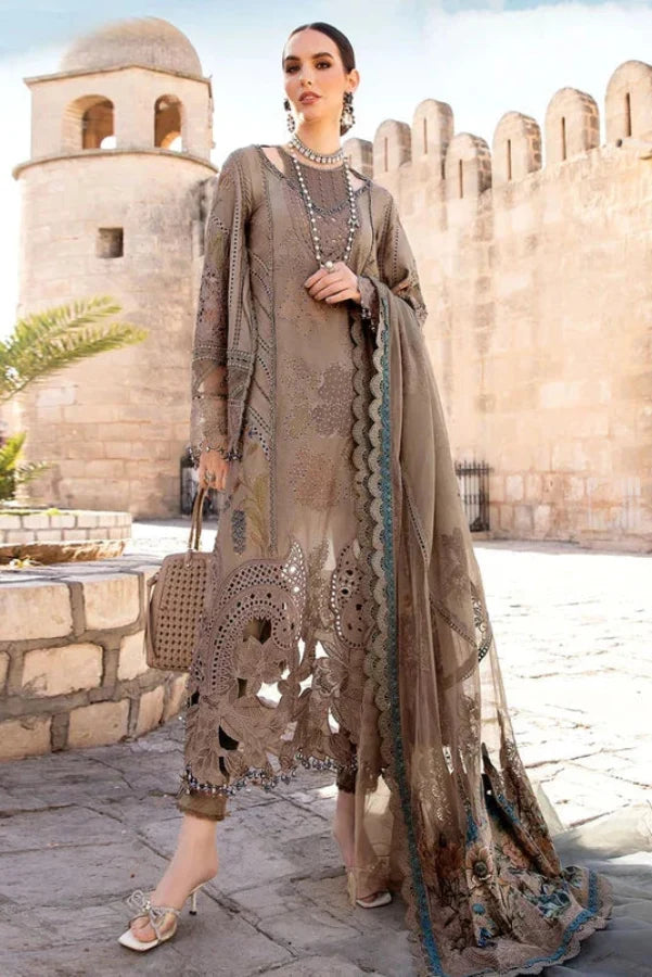 Taupe Brown: Thread Embroidered Lawn Suit | Ready To Wear