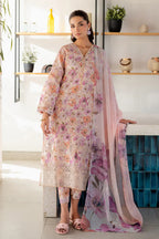 03-Piece Printed Lawn Suit With Chikankari Embroidery - Ready To Wear