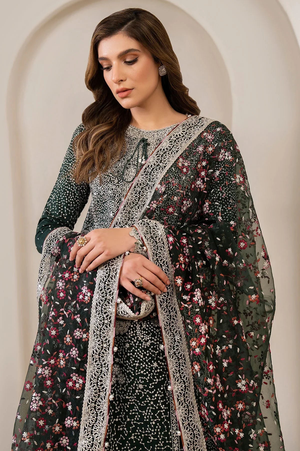 03-Piece Chiffon Suit With Heavy Embroidery - Ready To Wear