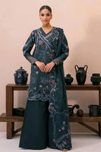 Deep Teal & Pastel: Floral Embroidered Lawn Suit | Ready To Wear