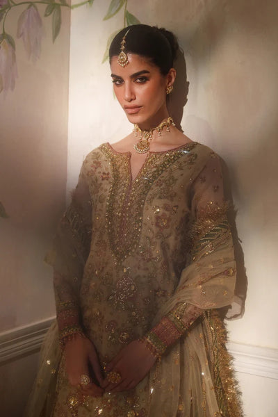 The Imperial Gold: Heavy Embroidered Chiffon Suit | Ready To Wear