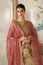 The Imperial Gold: Heavy Embroidered Chiffon Suit | Ready To Wear