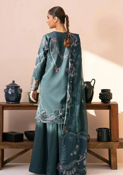 Deep Teal & Pastel: Floral Embroidered Lawn Suit | Ready To Wear