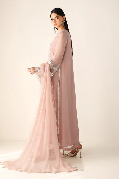 Dusty Blush Pink & Silver Embroidered Chiffon Suit | Ready To Wear