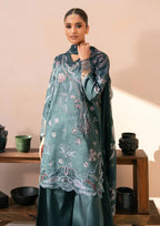 Deep Teal & Pastel: Floral Embroidered Lawn Suit | Ready To Wear