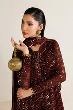 Plum Mirror Luminary: Heavy Embroidered Chiffon Suit | Ready To Wear
