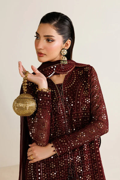 Plum Mirror Luminary: Heavy Embroidered Chiffon Suit | Ready To Wear