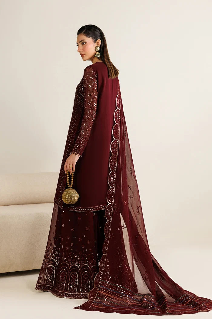 Plum Mirror Luminary: Heavy Embroidered Chiffon Suit | Ready To Wear