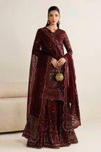 Plum Mirror Luminary: Heavy Embroidered Chiffon Suit | Ready To Wear