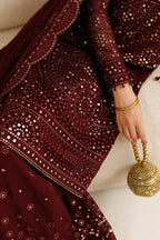 Plum Mirror Luminary: Heavy Embroidered Chiffon Suit | Ready To Wear