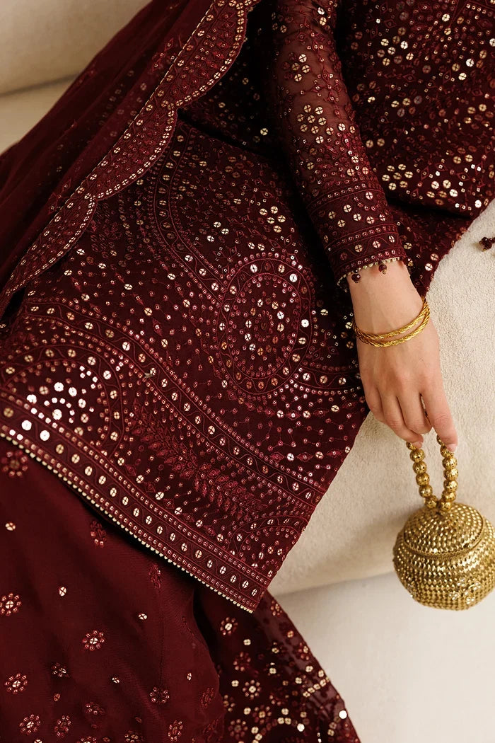Plum Mirror Luminary: Heavy Embroidered Chiffon Suit | Ready To Wear