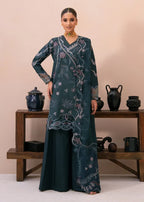 Deep Teal & Pastel: Floral Embroidered Lawn Suit | Ready To Wear