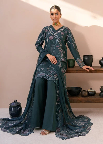 Deep Teal & Pastel: Floral Embroidered Lawn Suit | Ready To Wear