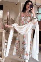 3 Piece Stitched Embroidered Lawn Frock - Ready To Wear
