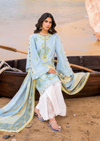 3 Piece Stitched Lawn Embroidery Dress - Ready To Wear