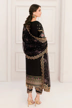 Jet Black & Multi-Color Paisley Embroidered Silk Suit | Ready To Wear