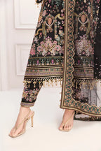 Jet Black & Multi-Color Paisley Embroidered Silk Suit | Ready To Wear