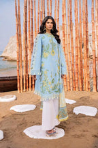 3 Piece Stitched Lawn Embroidery Dress - Ready To Wear