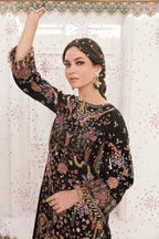 Jet Black & Multi-Color Paisley Embroidered Silk Suit | Ready To Wear