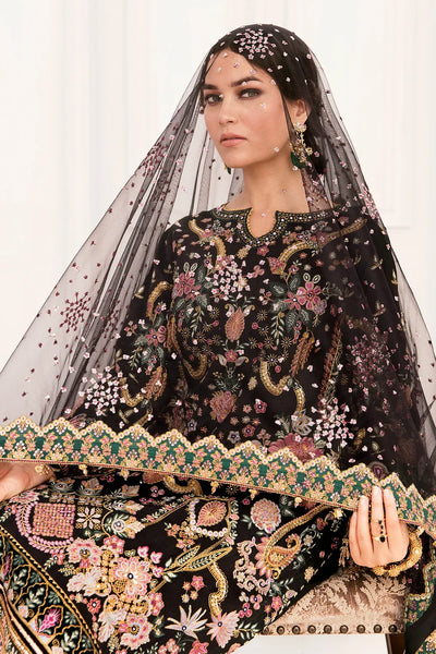 Jet Black & Multi-Color Paisley Embroidered Silk Suit | Ready To Wear