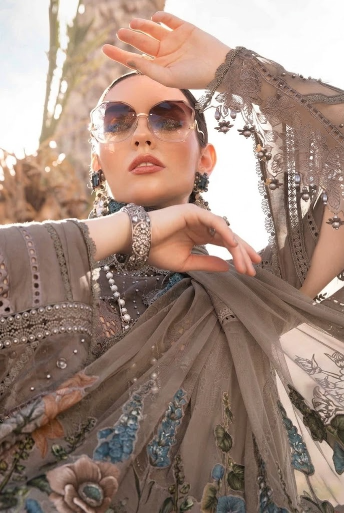Taupe Brown: Thread Embroidered Lawn Suit | Ready To Wear
