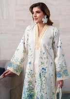 03-Pece Embroidered Lawn Suit With Silk Dupatta | Ready To Wear