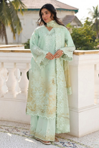 Mint Meadow: Printed Lawn Suit With Embroidery | Ready To Wear