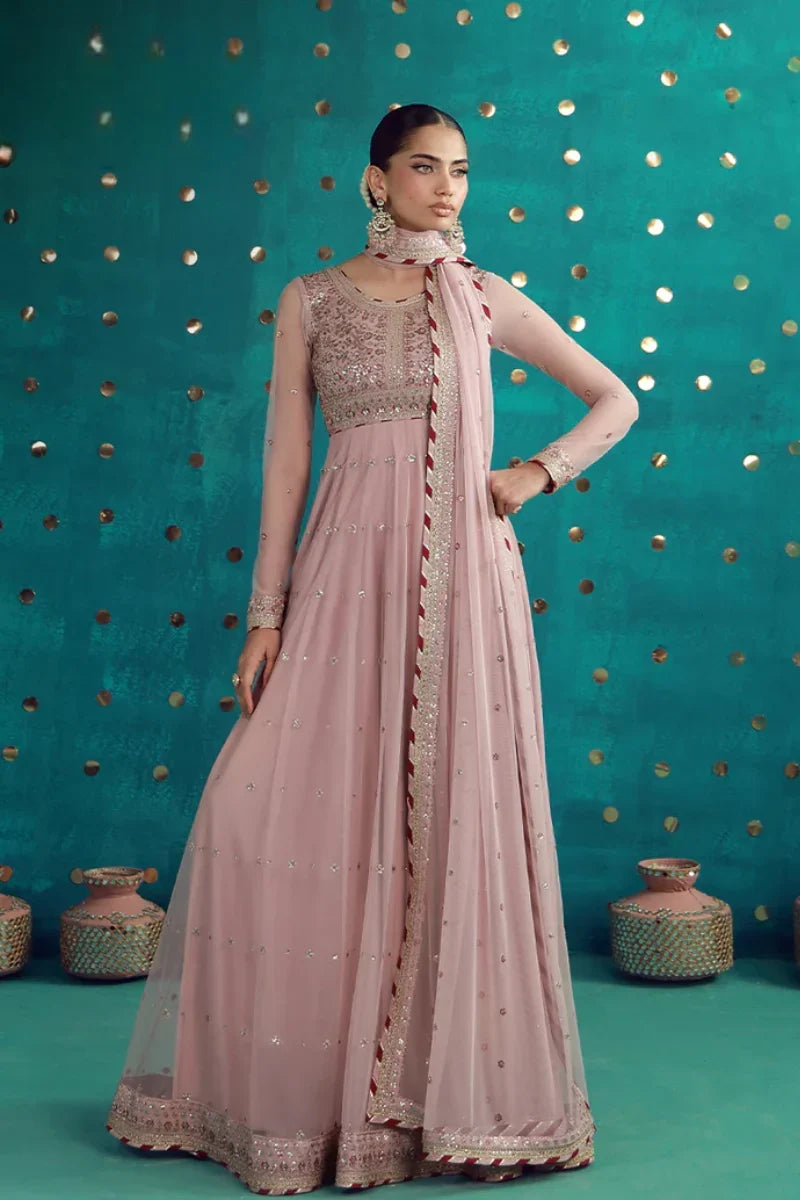 The Dusty Rose: Chiffon Anarkali Gown | Ready To Wear