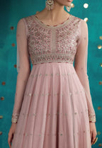 The Dusty Rose: Chiffon Anarkali Gown | Ready To Wear