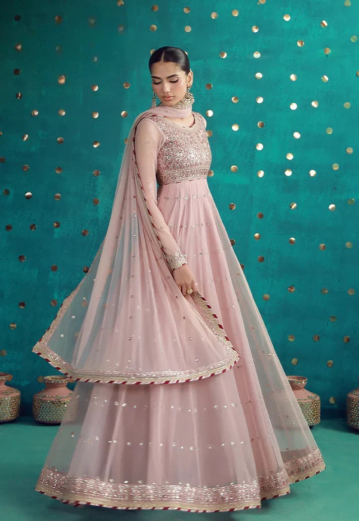 The Dusty Rose: Chiffon Anarkali Gown | Ready To Wear