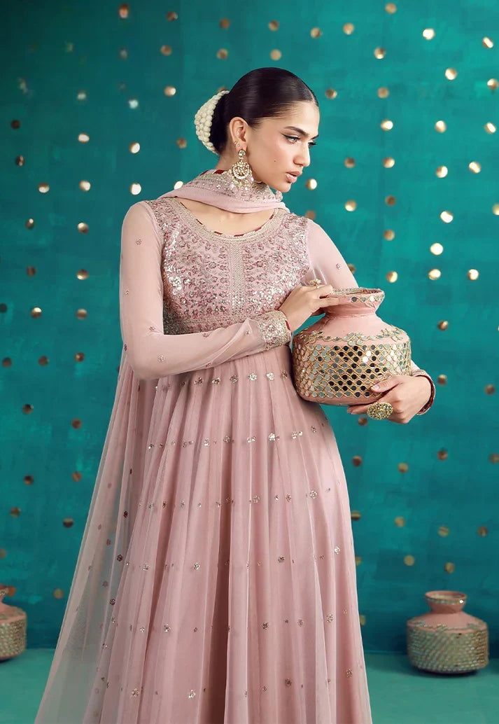 The Dusty Rose: Chiffon Anarkali Gown | Ready To Wear