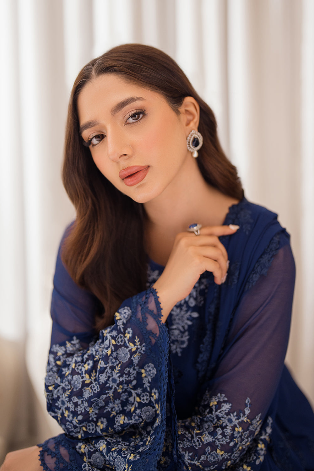 3 Piece Stitched Chiffon Suit - Ready To Wear