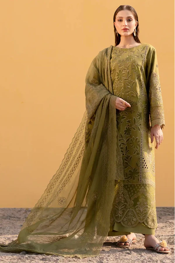 03-Piece Cotton Suit With Embroidery - Ready To Wear