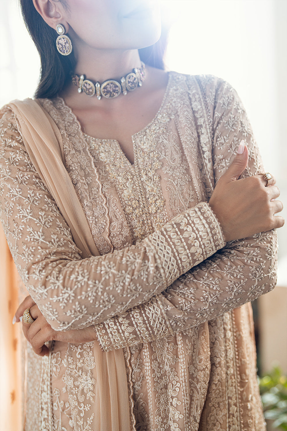 3 Piece Stitched Embroidery Chiffon Suit - Ready To Wear