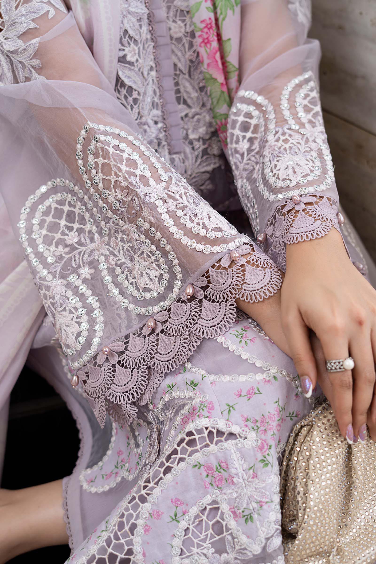 Soft Purple - Embroidered Lawn Suit With Printed Silk Dupatta | Ready To Wear