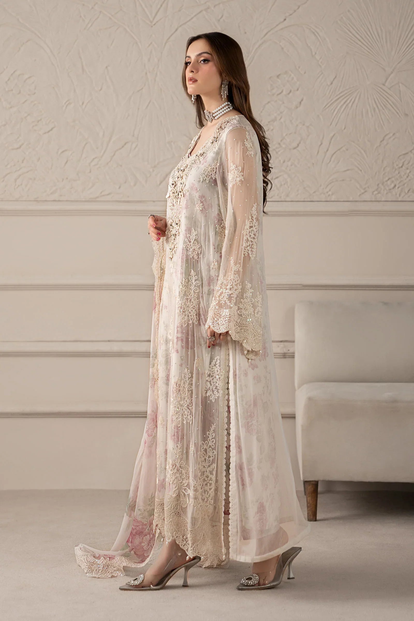 03-Piece Chiffon Suit With Embroidery - Ready To Wear