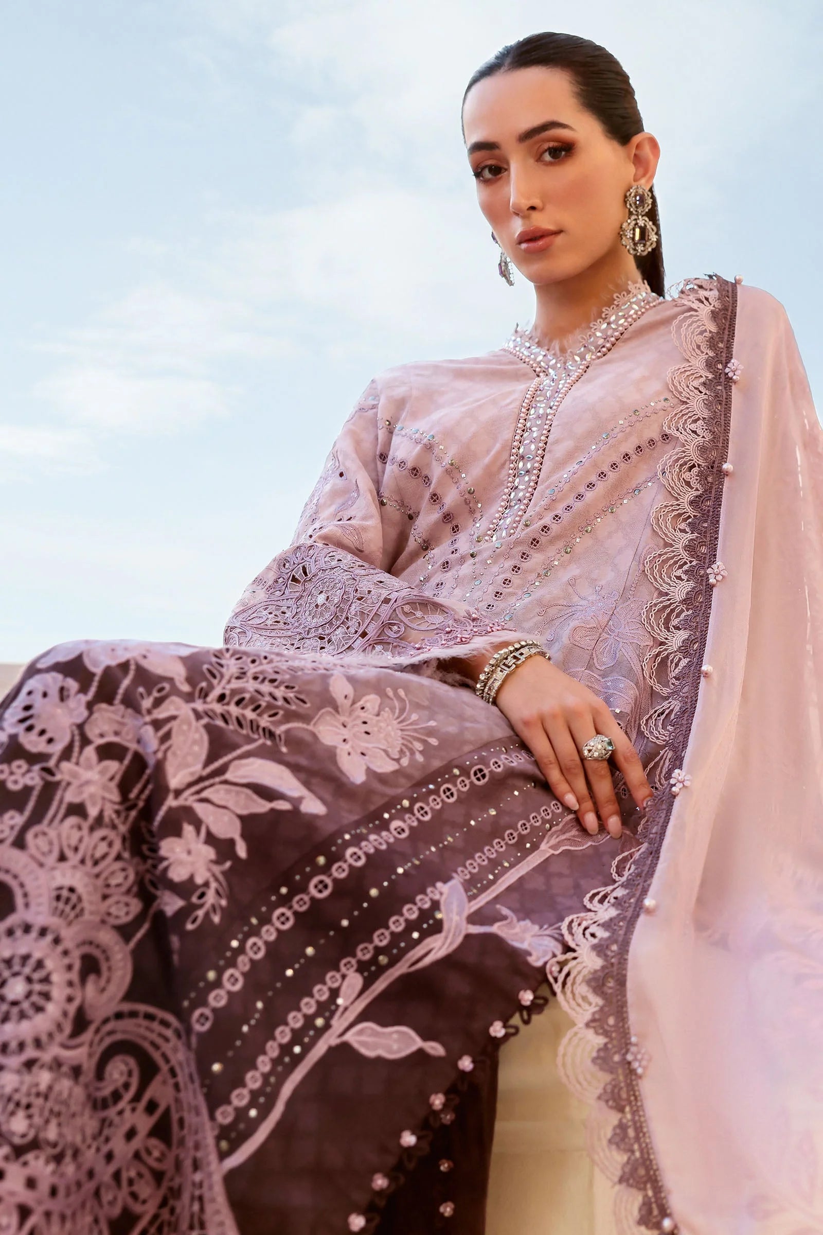 03-Piece Embroidered Printed Chiffon Suit | Ready To Wear