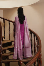 Berry Plum Embroidered Lawn Suit With Soft Lilac Chiffon Dupatta | Ready To Wear