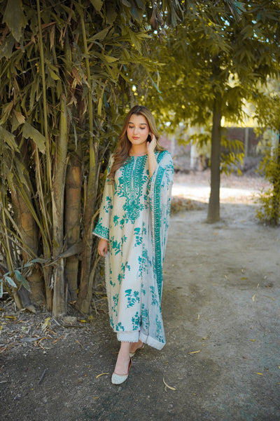 3 Piece Stitched Printed Lawn Suit - Ready To Wear