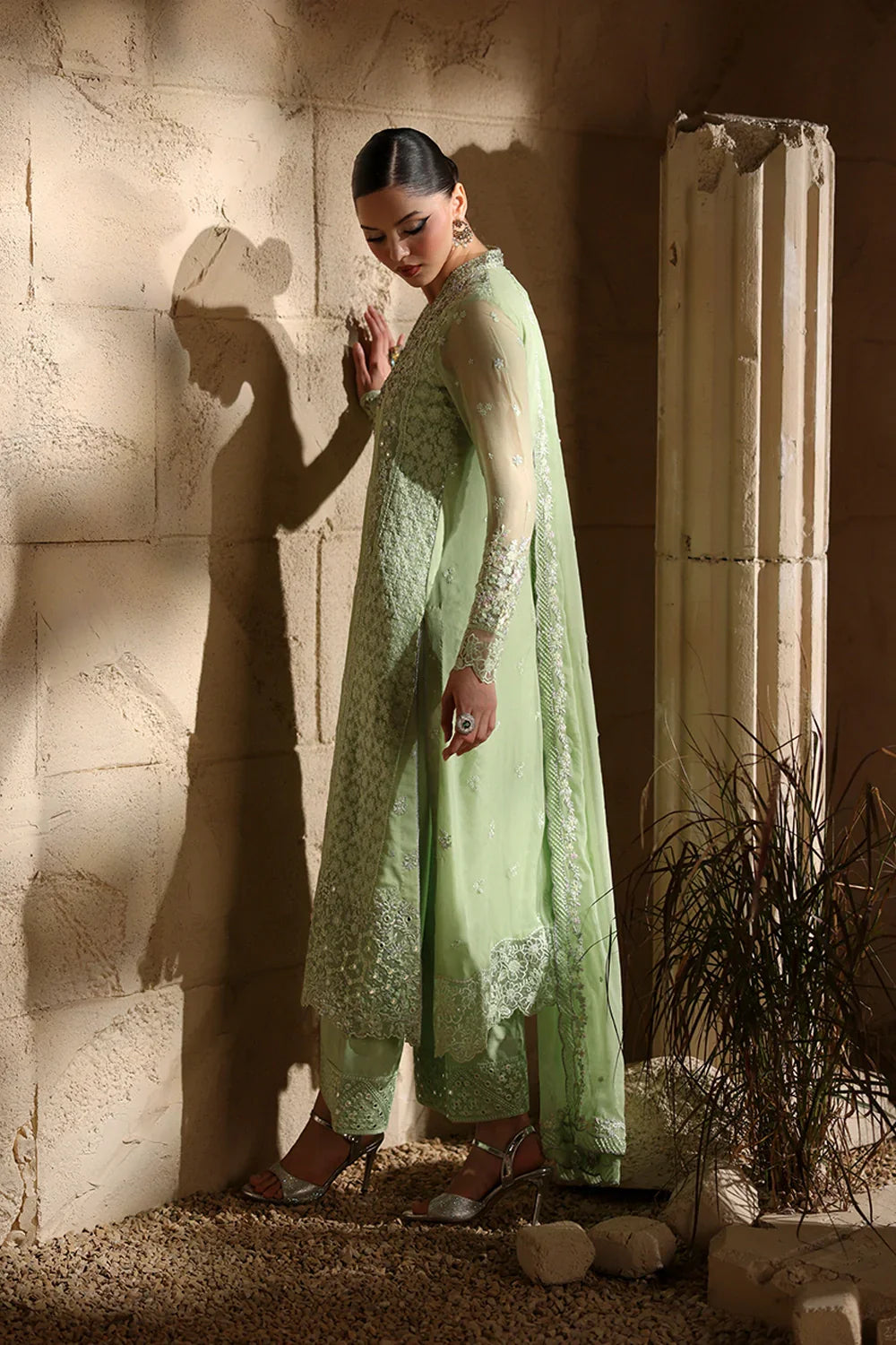 03-Piece Chiffon Suit With Embroidery - Ready To Wear