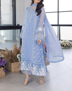 3 Piece Stitched Organza Full Embroidered Suit - Ready To Wear