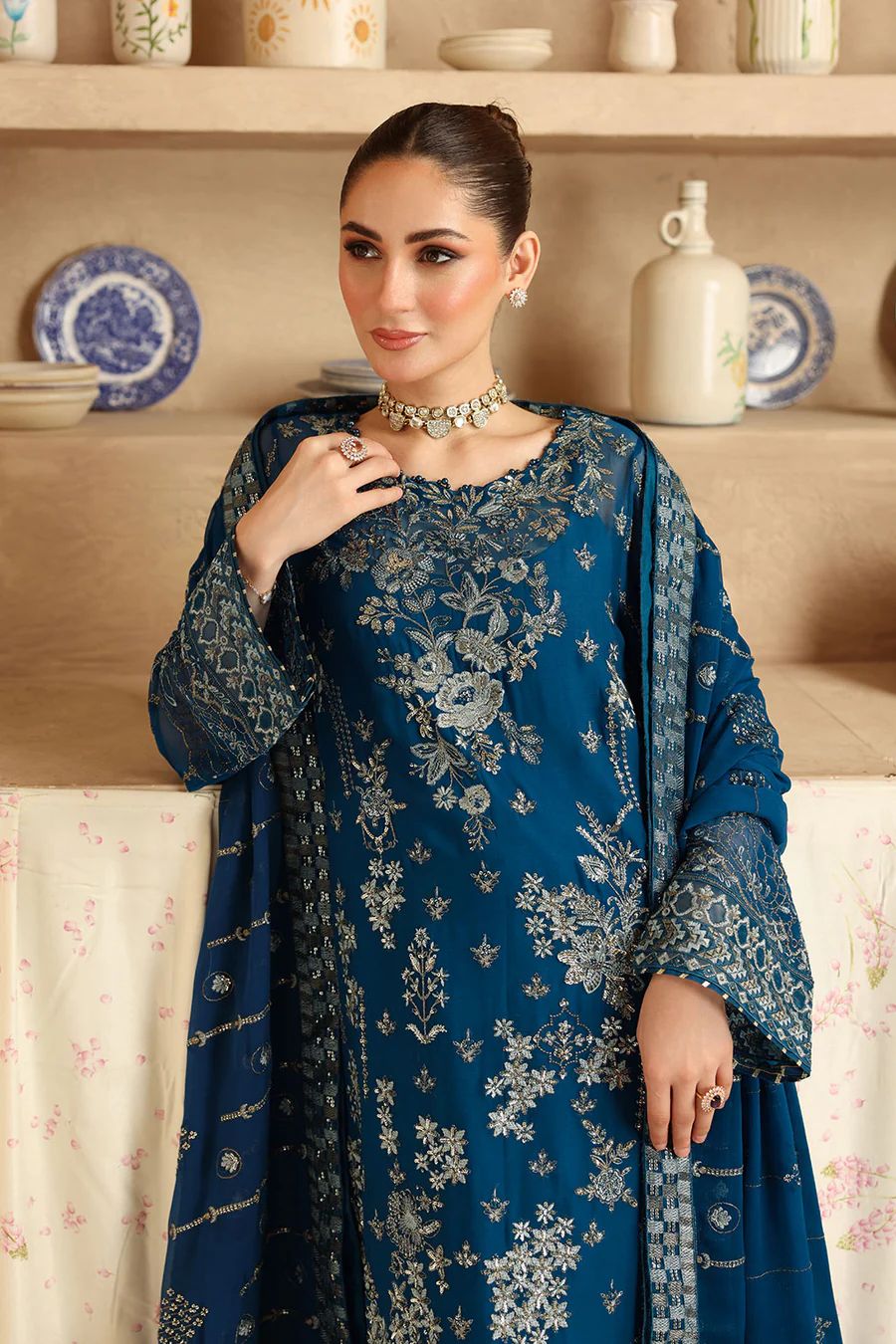 3 Piece Stitched Chiffon Suit