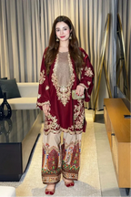 Majestic Maroon Silk 2-Piece Luxury Suit - Ready To Wear