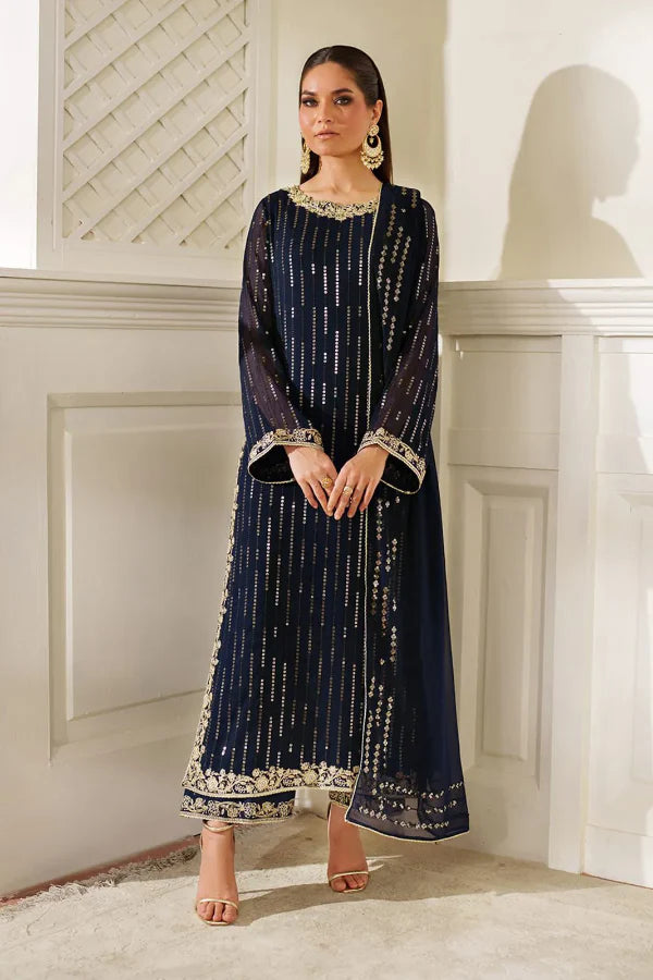 03-Piece Chiffon Suit With Embroidery - Ready To Wear