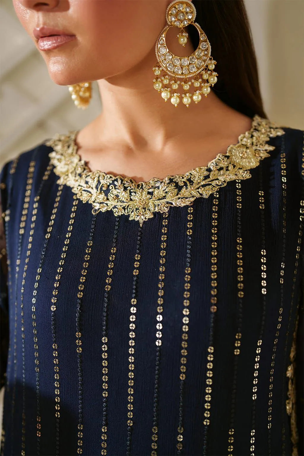 03-Piece Chiffon Suit With Embroidery - Ready To Wear