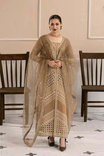 Mocha Brown: Heavy Embroidered Cotton Suit | Ready To Wear