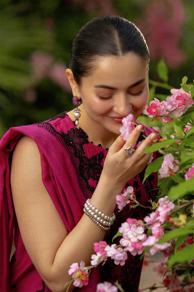 Shocking Pink - Embroidered Lawn Suit With Net Dupatta | Ready To Wear