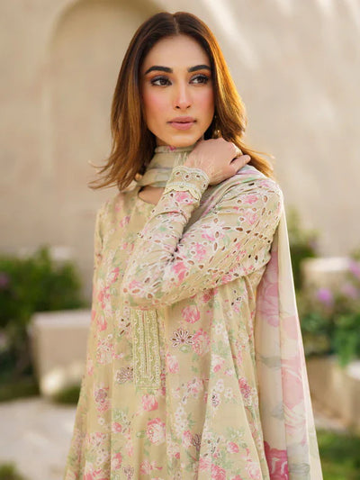 03-Piece Printed Lawn Suit With Embroidery - Ready To Wear
